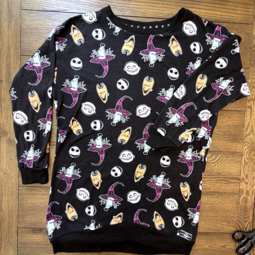 Disney Nightmare Before Christmas Jack Skellington AOP Sweatshirt Mens M Black